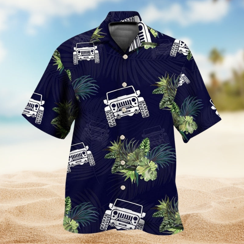 Classic Car Hawaiian Shirt For Relaxed Getaway, Casual Weekend, And Resort Wear