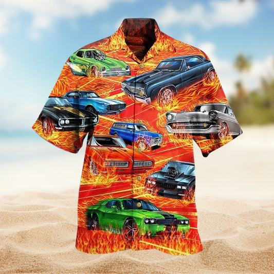 Car Fire Hawaiian Shirt For Island Vacations, Resort Wear, And Relaxed Seasonal Style