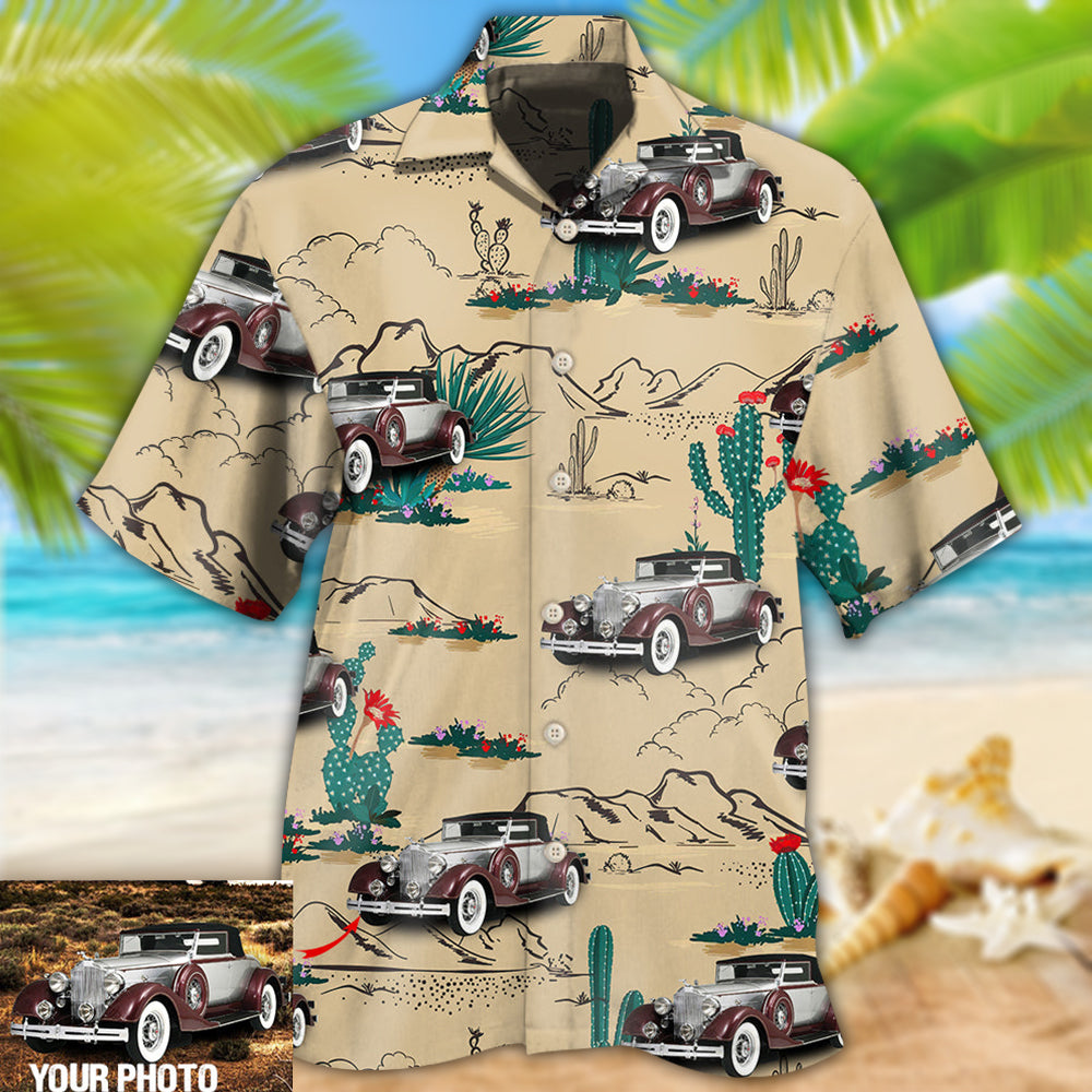 Car Desert Cactus Custom Photo Hawaiian Shirt Design Detail For Sunny Adventures And Casual Wear