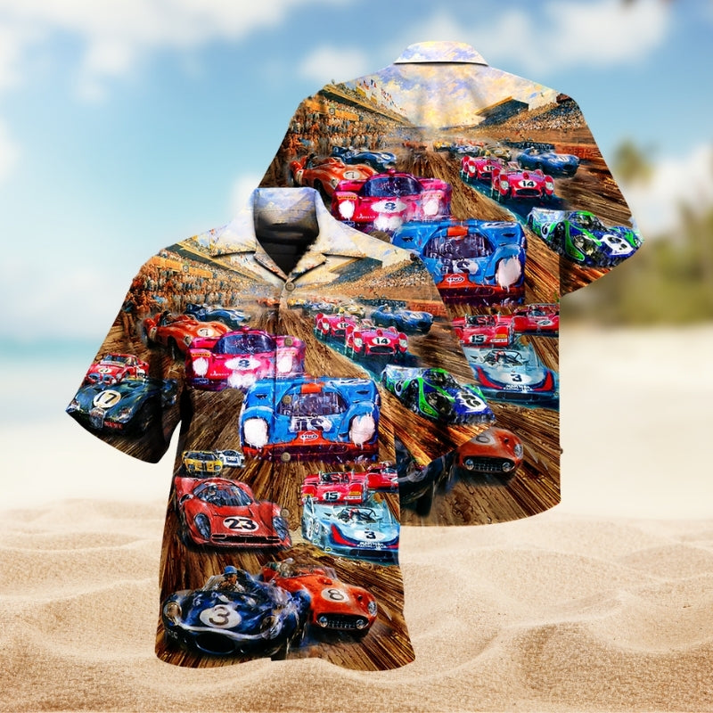 Car Racing Hawaiian Shirt For Road Trip Adventures, Resort Days, And Comfortable Everyday Wear