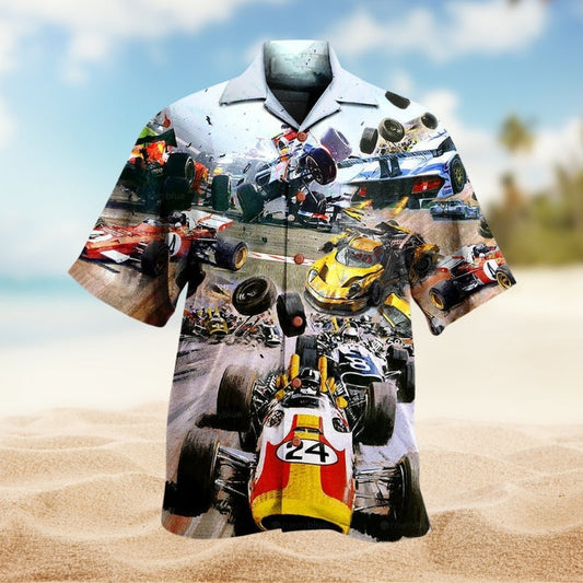Car Racing Hawaiian Shirt For Racing Fans, Summer Outings, And Relaxed Vacation Wear