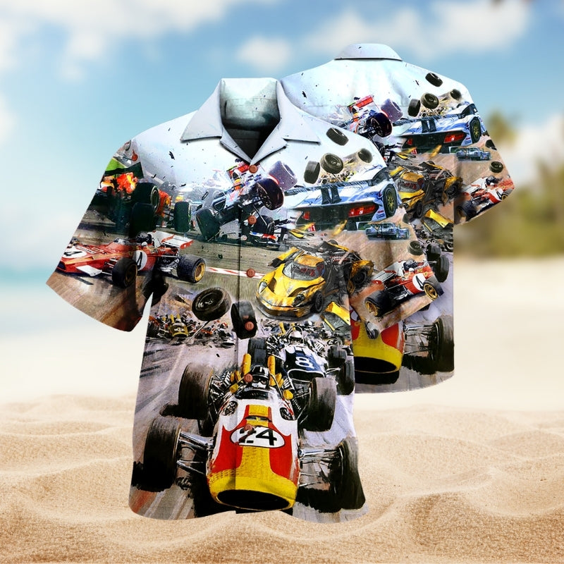 Car Racing Hawaiian Shirt For Racing Fans, Summer Outings, And Relaxed Vacation Wear