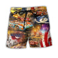 Car Racing Independence Day Beach Shorts Pattern View For Weekend Trips And Outdoor Activities