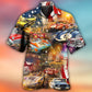 Patriotic Car Racing Independence Hawaiian Shirt For Resort Trips, Coastal Parties, And Warm Weather Style