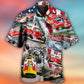 Car Racing Independence Day American Hawaiian Shirt For Beach Parties And Weekend Getaways