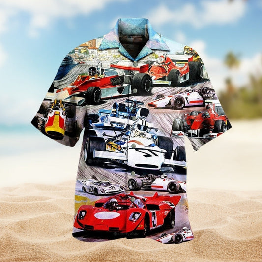 Car Racing Hawaiian Shirt For Automotive Enthusiasts, Coastal Trips, And Casual Warm Weather Style