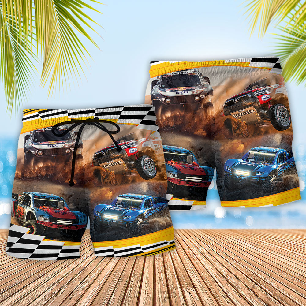 Road Car Racing Lifestyle Beach Shorts Pattern Detail For Coastal Leisure And Laid Back Daily Wear