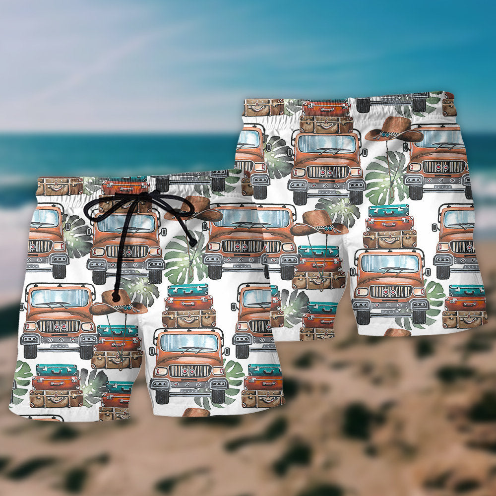Travel Car And Luggage Adventure Beach Shorts For Coastal Adventures And Relaxed Summer Wear