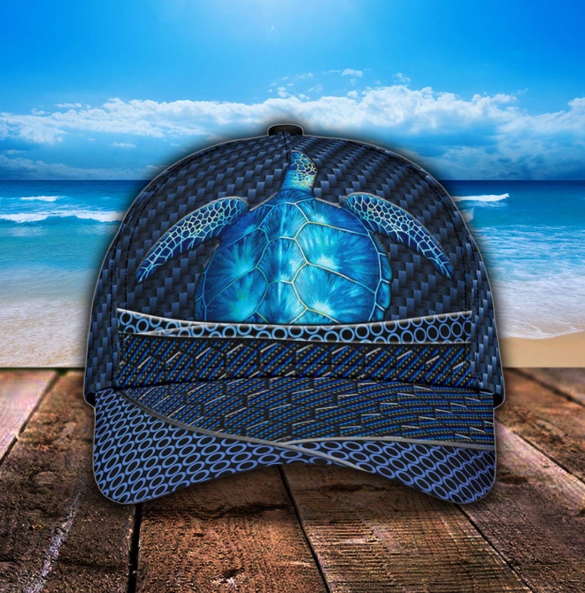 Sea Turtle Carbon Pattern Classic Cap For Comfortable Casual Wear Holidays And Outdoor Trips