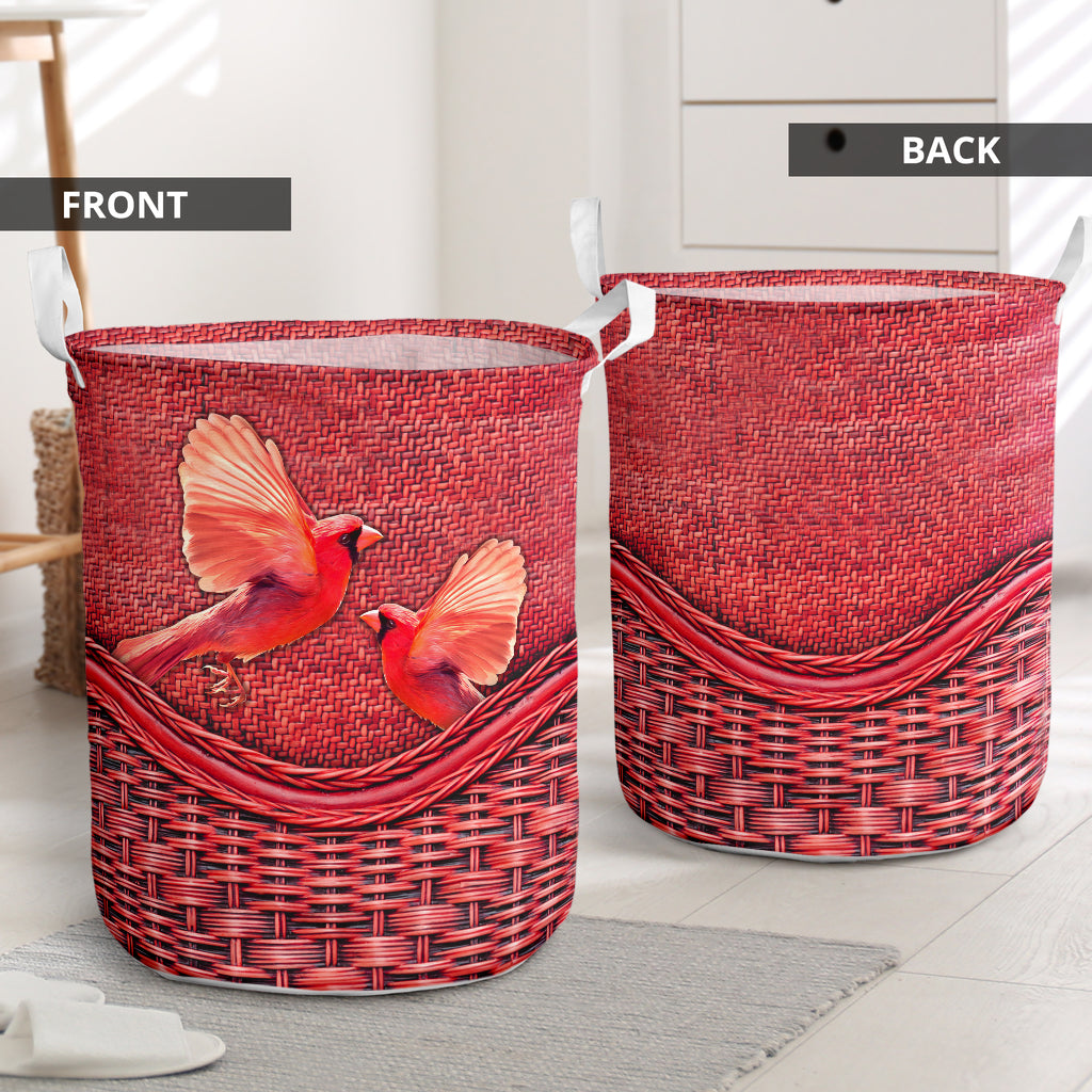 Cardinal Rattan Texture Red Style Laundry Basket For Nursery Dorm And Home Storage