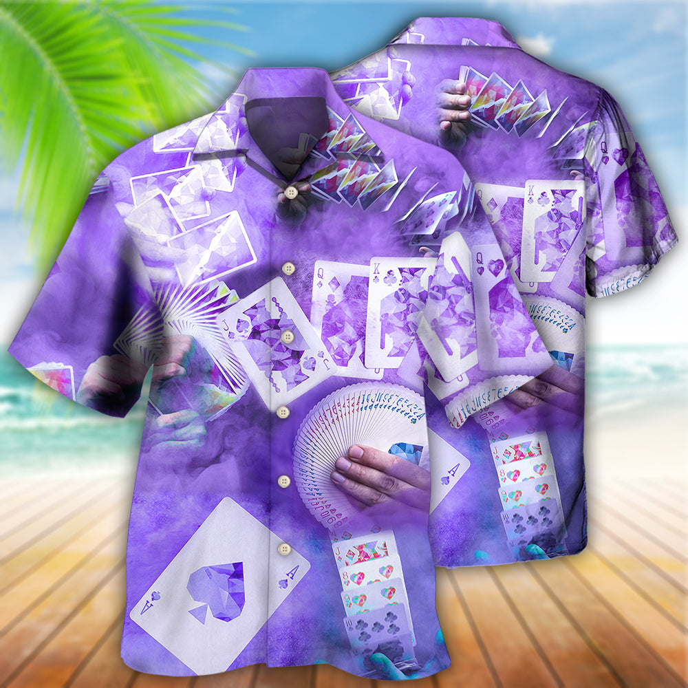 Purple Casino Cards Hawaiian Shirt With All Over Print For Tropical Holiday Resort Parties And Everyday Style