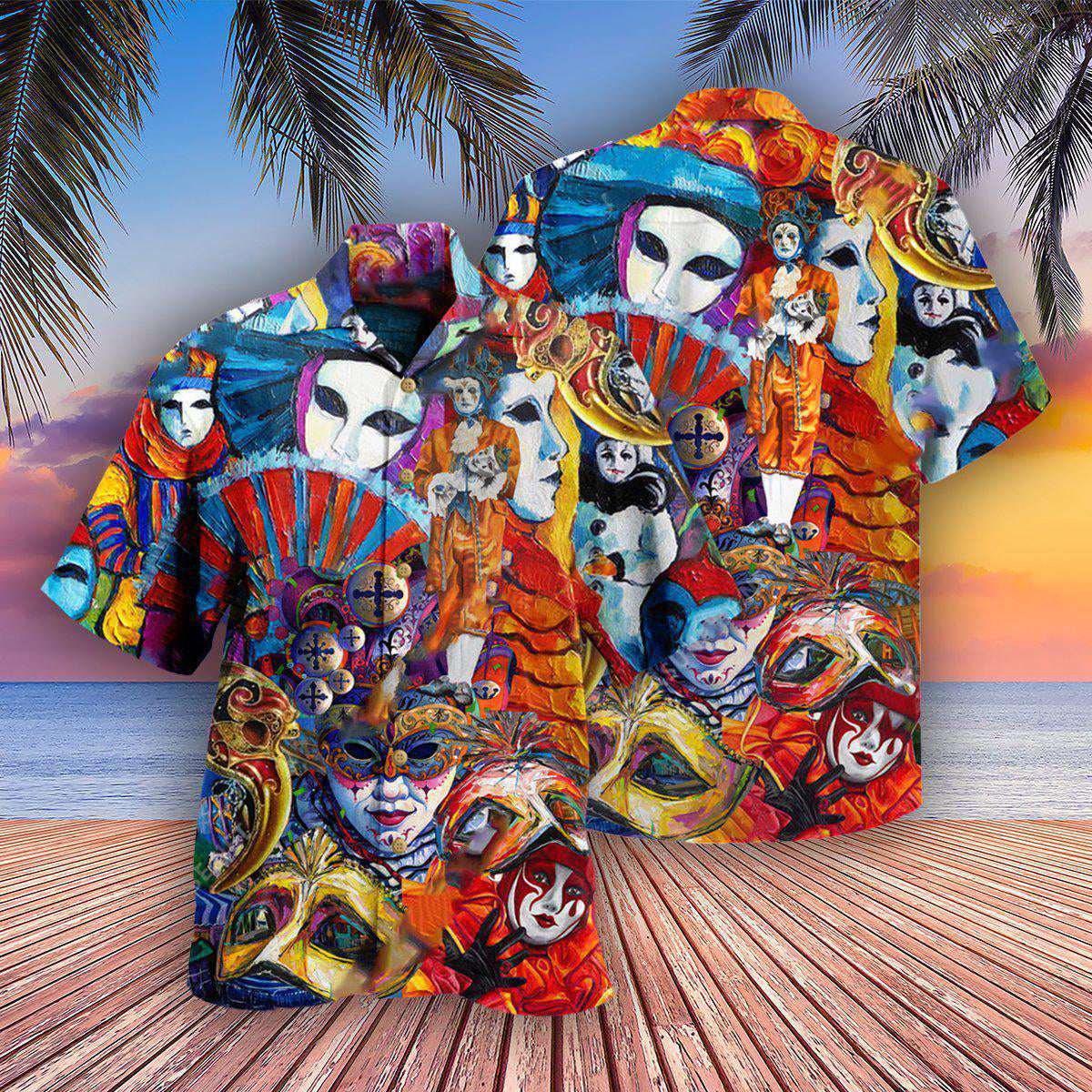 Colorful Carnival Festival Hawaiian Shirt For Summer Events And Casual Outdoor Wear