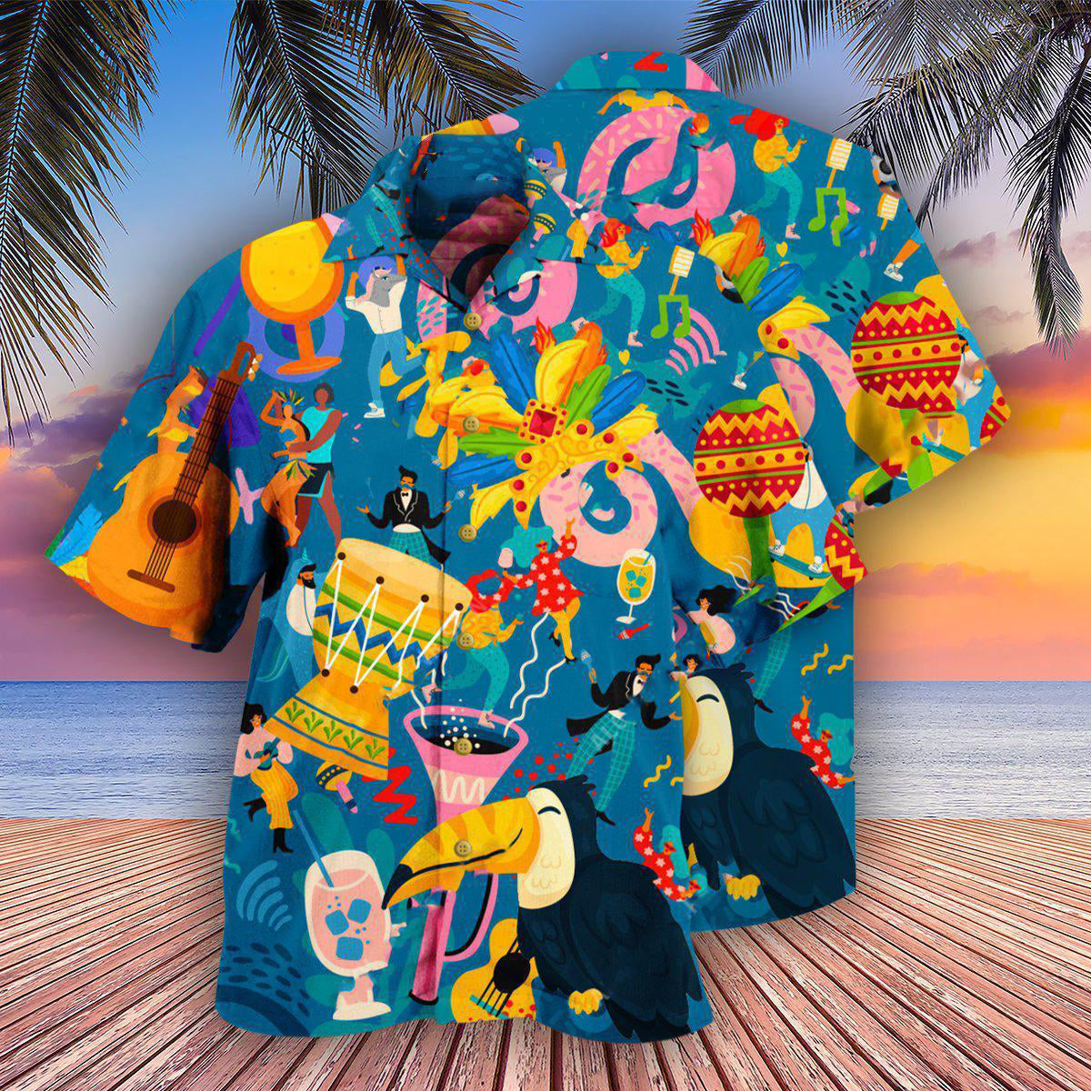 Carnival Hawaiian Shirt With All Over Print For Coastal Trips Outdoor Events And Relaxed Summer Wear