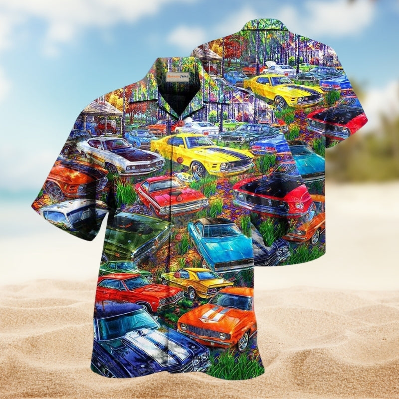 Cars Color Retro Hawaiian Shirt For Vacation Adventures Beach Events And Relaxed Warm Weather Style