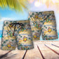 Cute Hippo And Turtle Tropical Cartoon Beach Shorts Pattern View For Vacation Travel And Outdoor Fun