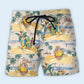 Cute Hippo And Turtle Tropical Cartoon Beach Shorts Design Detail For Weekend Getaways And Beach Days