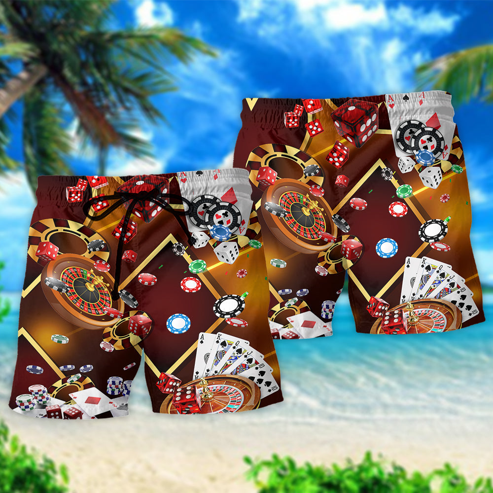 Casino Gambling Beach Shorts Pattern Detail For Beachside Relaxation And Comfortable Daily Wear