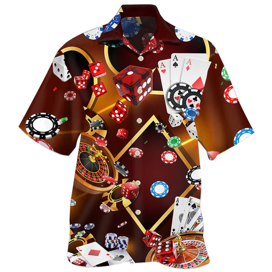 Classic Casino Gambling Vegas Hawaiian Shirt For Summer Vacation, Beach Travel, And Casual Wear