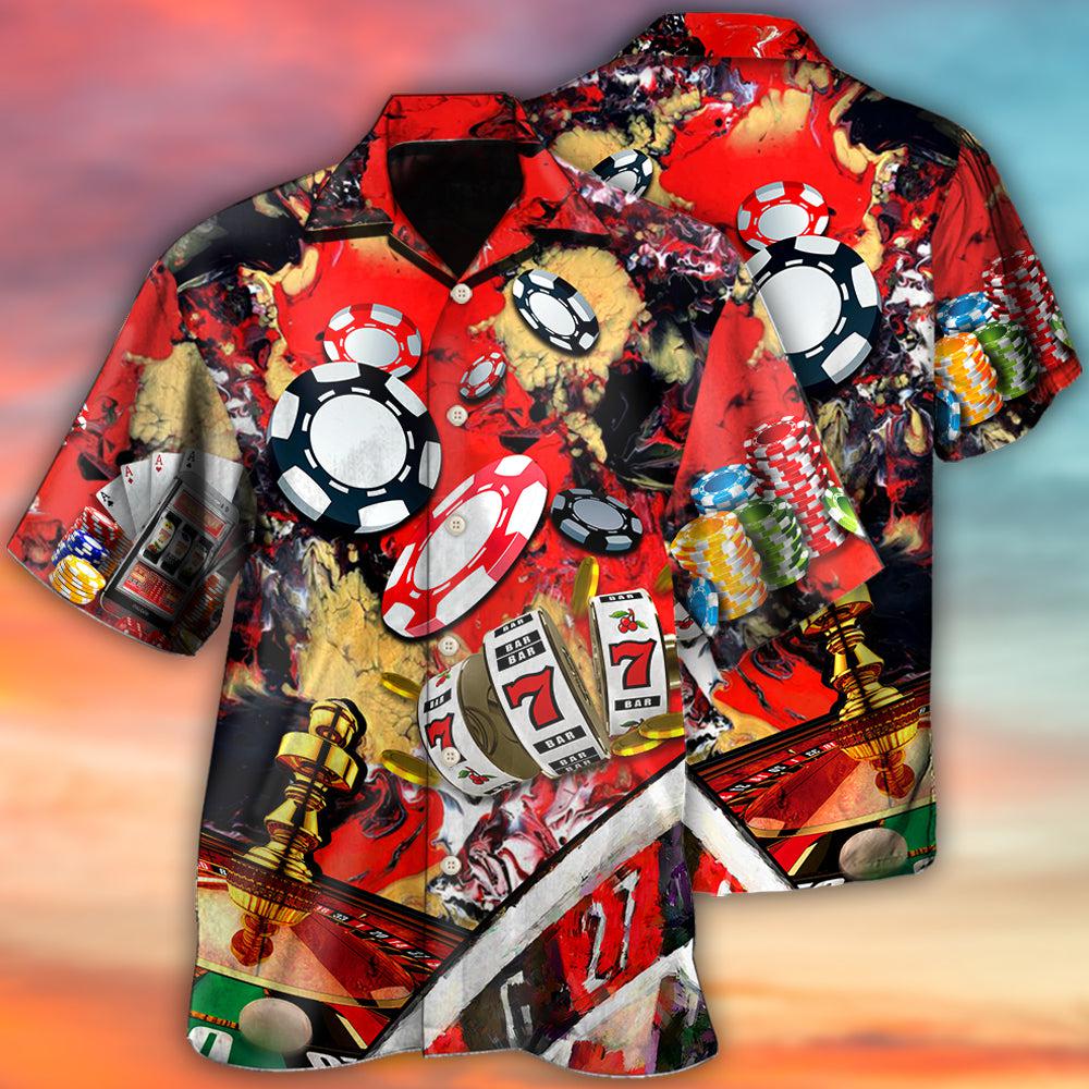 Casino Cards Hawaiian Shirt With Detailed Graphic For Beach Getaways Resort Outings And Thoughtful Gifting
