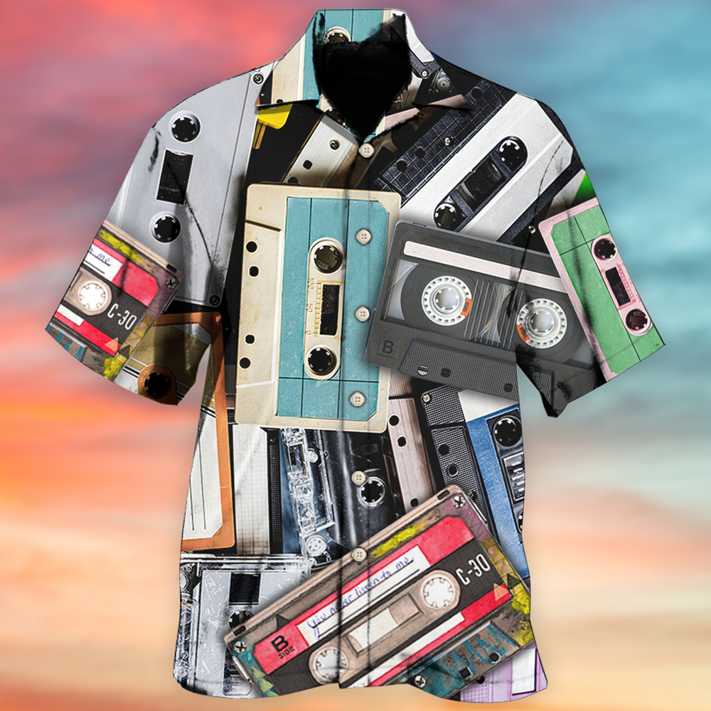 Retro Cassette Tape Music Hawaiian Shirt For Coastal Travel, Casual Events, And Comfortable Summer Wear