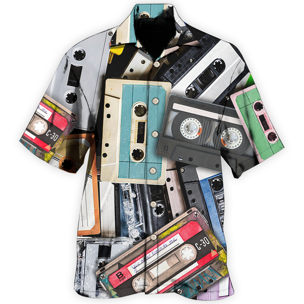 Retro Cassette Tape Music Hawaiian Shirt For Coastal Travel, Casual Events, And Comfortable Summer Wear