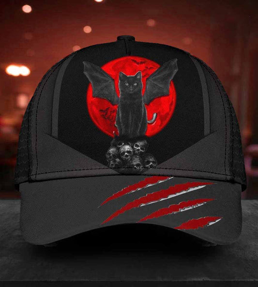 Cat Blood Moon Mystery Classic Cap For Casual Adventures Parties And Seasonal Styling