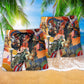 Music Band Cat Beach Shorts Pattern Detail For Seaside Leisure And Laid Back Daily Wear
