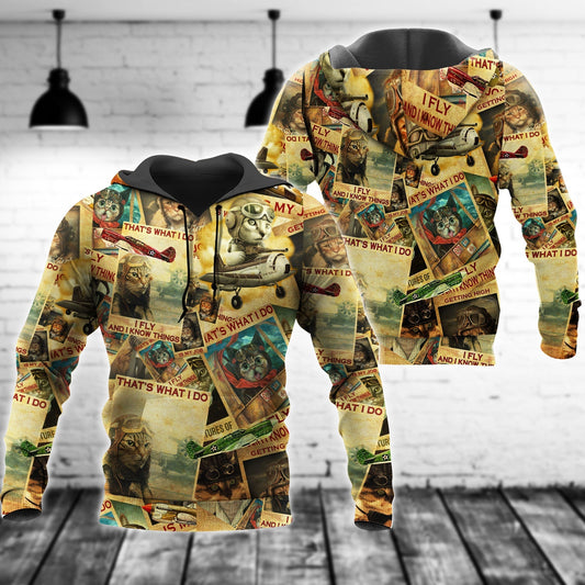 Cat Pilot Hoodie For Animal Artwork Fans Seasonal Events And Gift Giving