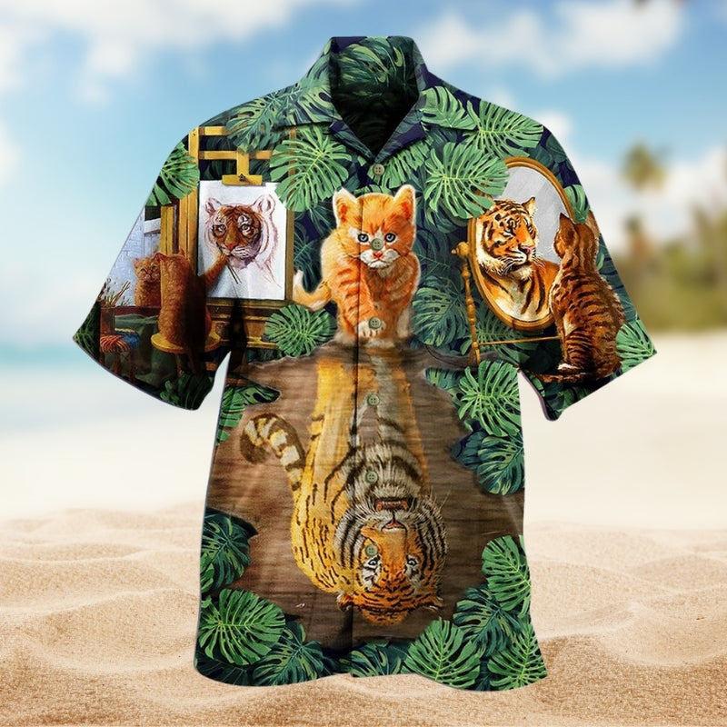 Cat Tiger Hawaiian Shirt For Coastal Travel, Casual Events, And Comfortable Summer Wear