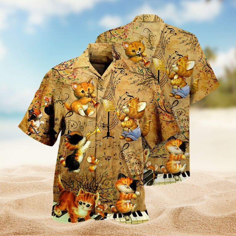Cat Music Hawaiian Shirt For Tropical Holidays, Outdoor Gatherings, And Everyday Comfort