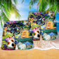 Curious Cat Water Lily Lake Beach Shorts For Summer Vacation And Coastal Travel