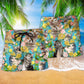 Cute Kitten Flower Beach Shorts Pattern Detail For Beachside Relaxation And Travel Ready Comfort