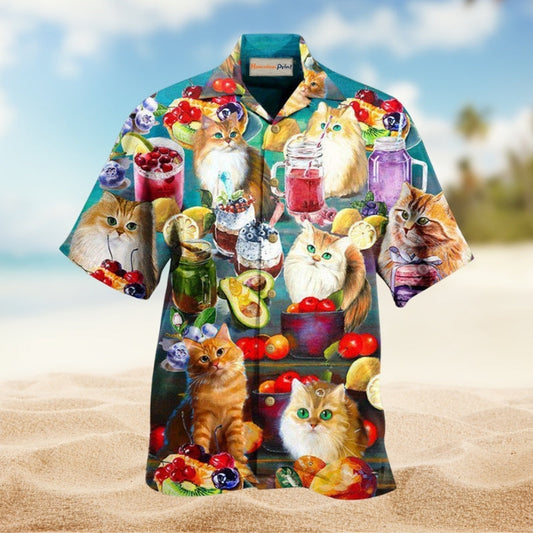Cat Fresh Your Day With Smoothies Hawaiian Shirt For Summer Vacation Beach Travel And Relaxed Casual Wear