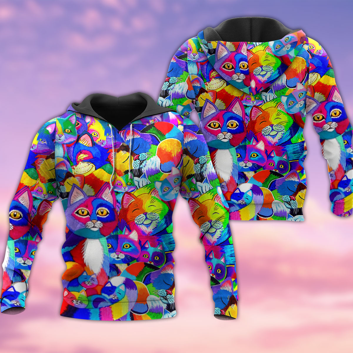Cat Full Color Hoodie For Wildlife Adventures Everyday Wear And Relaxed Outfits