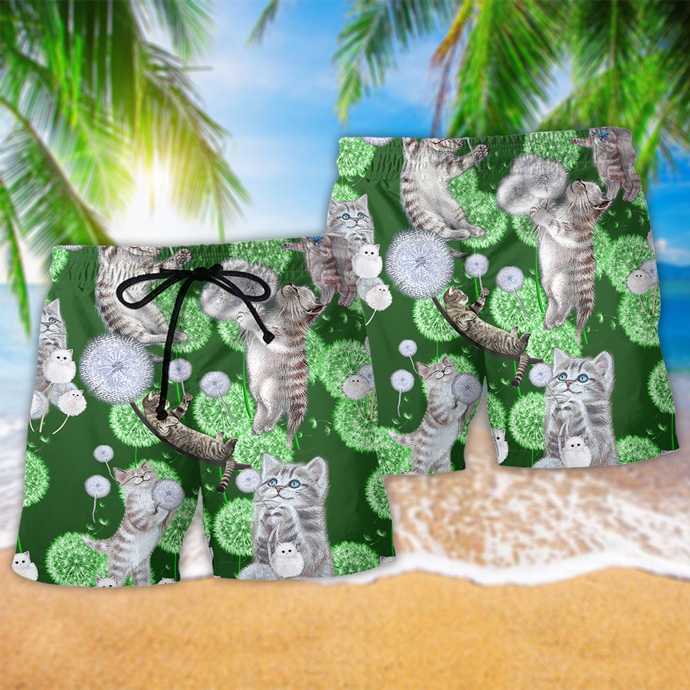 Playful Cat Beach Shorts Pattern Detail For Summer Adventures And Warm Weather Wardrobe