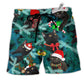 Cat Is It Jolly Enough Black Cat Hawaiian Print Beach Shorts For Relaxed Warm Weather Wear