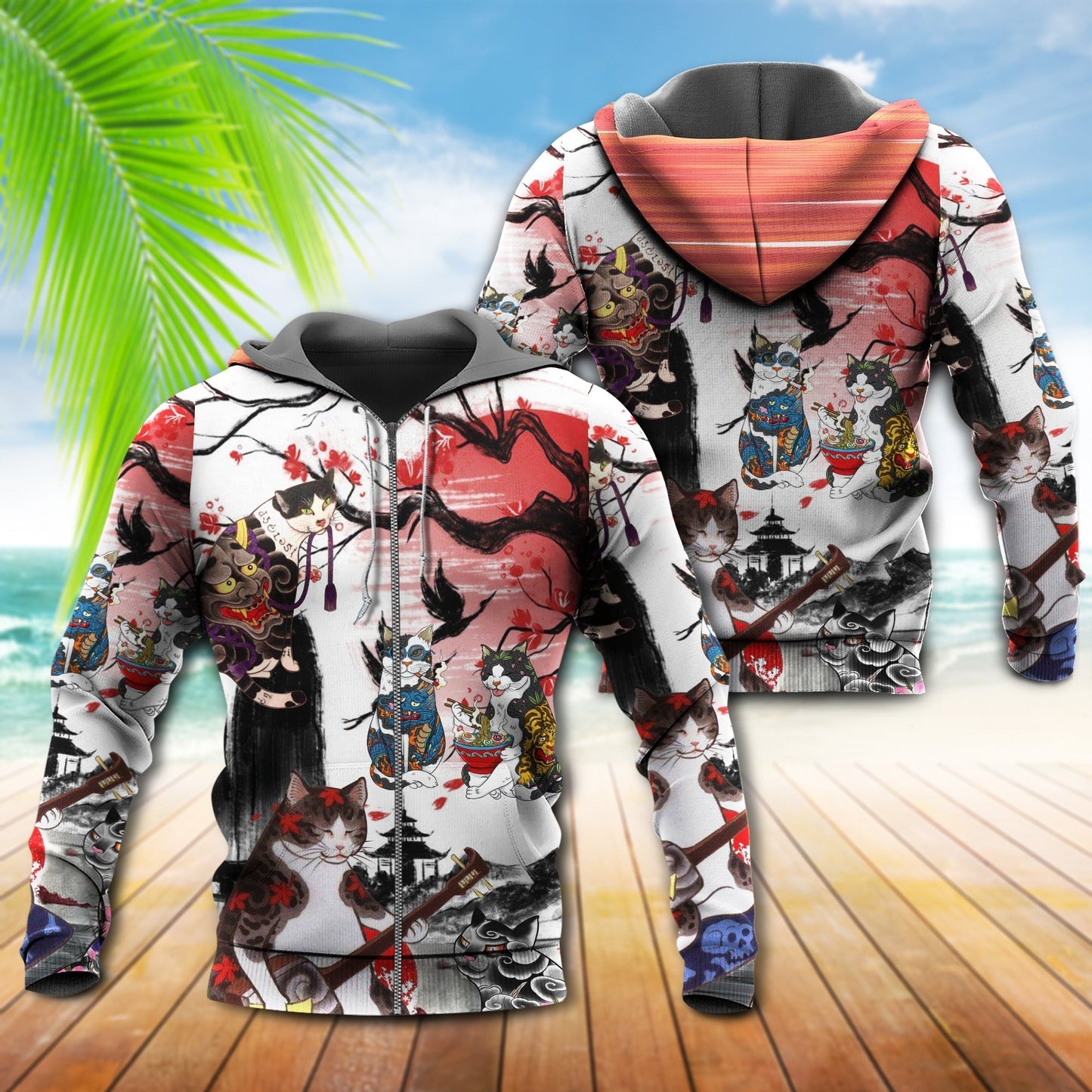 Japanese Red Cat Hoodie For Cultural Expression Daily Style And Comfortable Outfits