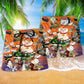 Cat Sushi Beach Shorts Pattern Detail For Leisure Travel And Distinctive Seasonal Style