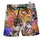 Cat Life Is Better With Cats Hawaiian Print Beach Shorts For Wildlife Inspired Summer Style