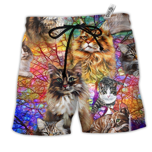 Cat Life Is Better With Cats Hawaiian Print Beach Shorts For Wildlife Inspired Summer Style