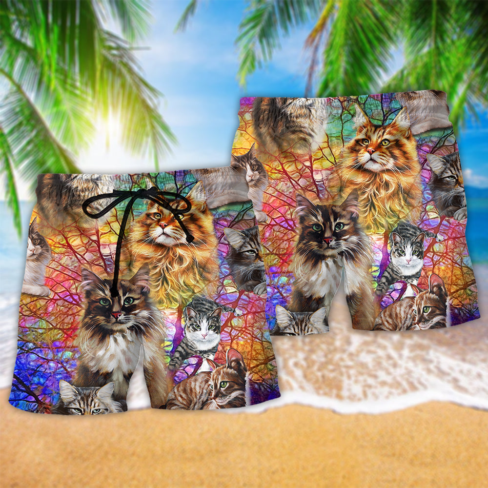 Cat Life Is Better With Cats Hawaiian Print Beach Shorts For Beach Days And Casual Travel