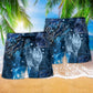 Cat Love Blue Neon Hawaiian Print Beach Shorts For Beach Days And Casual Travel