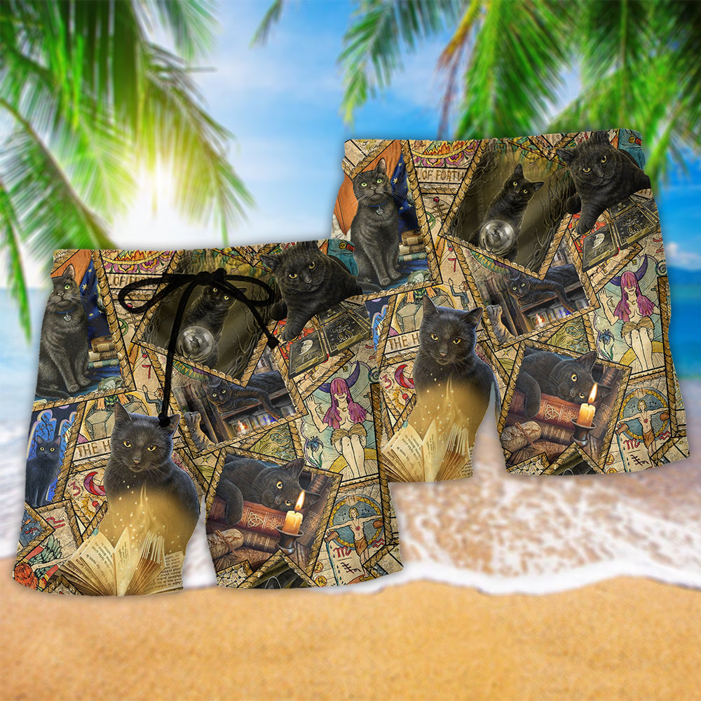 Cat Book Beach Shorts Pattern Detail For Holiday Travel And Distinctive Seasonal Style
