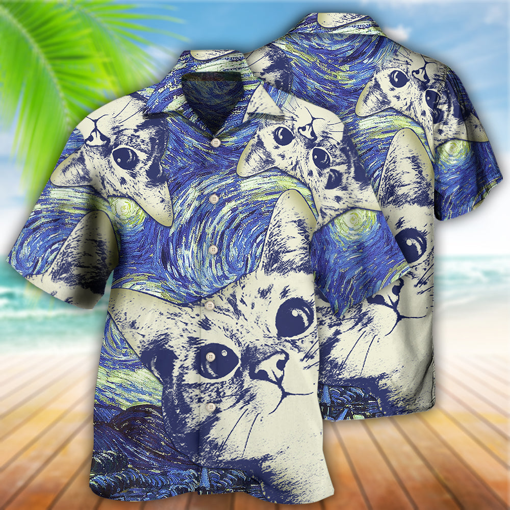 Cat Cute Hawaiian Shirt For Coastal Adventure, Beach Party, And Casual Wear