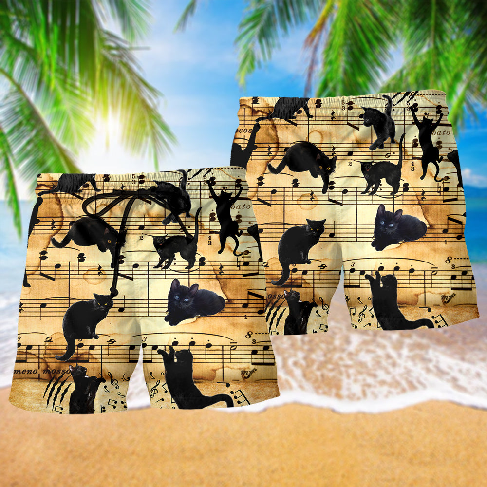 Cat Music Lover Playful Beach Shorts For Summer Vacation And Coastal Travel