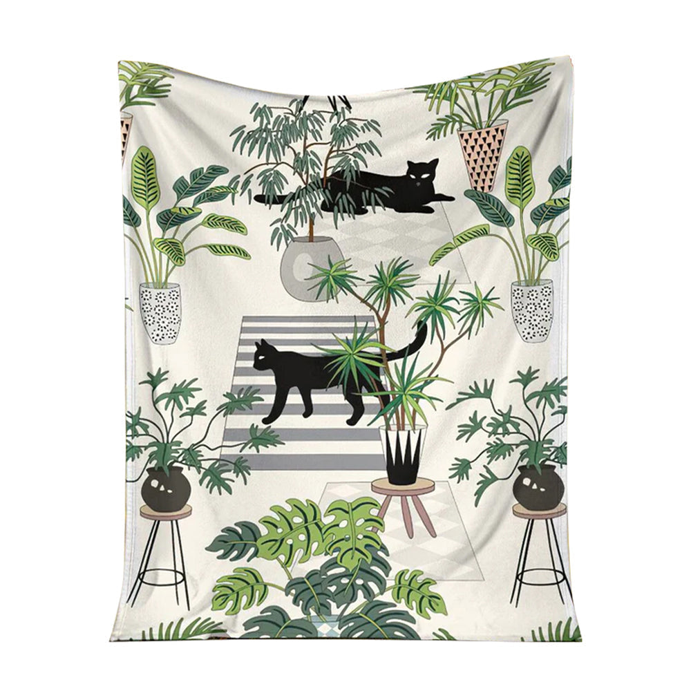 Cat Lovely Black Cats Flannel Blanket For Cozy Bedroom Sofa Decor