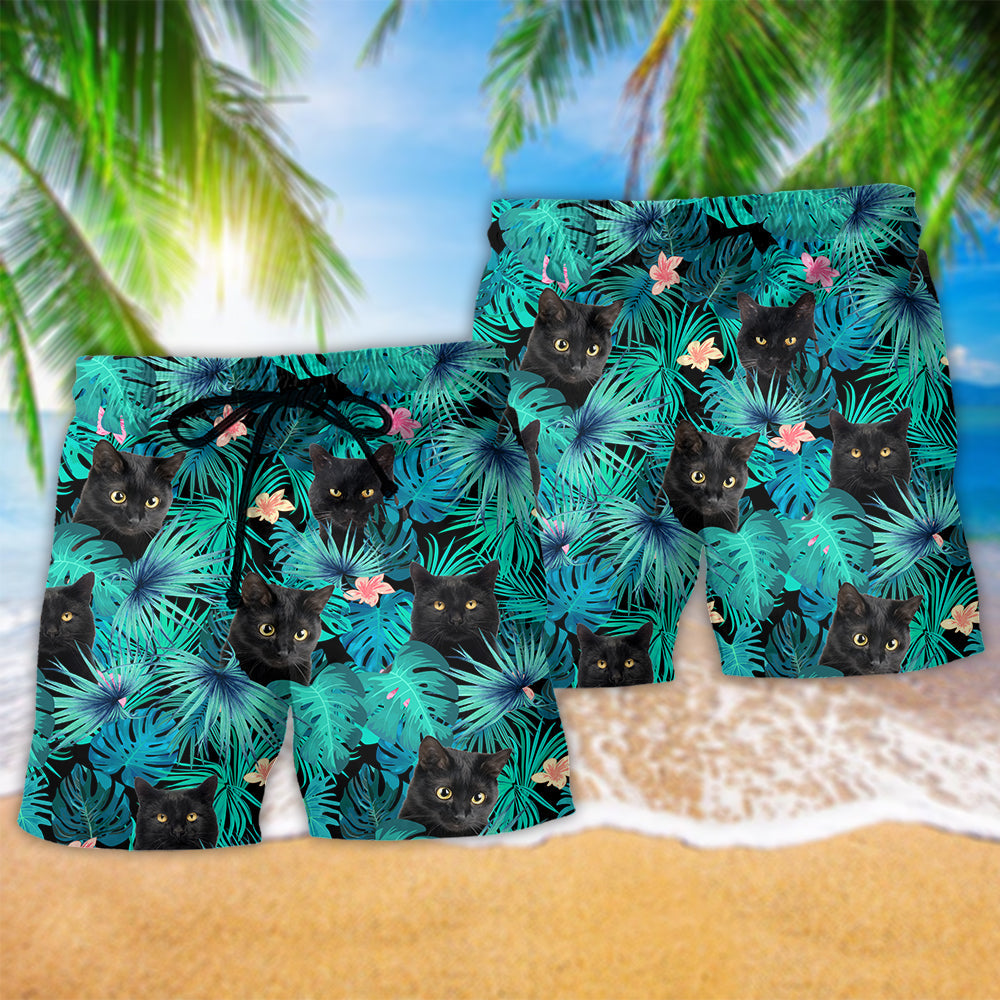 Cat Black Cat Beach Shorts Pattern Detail For Poolside Fun And Bright Seasonal Outfits