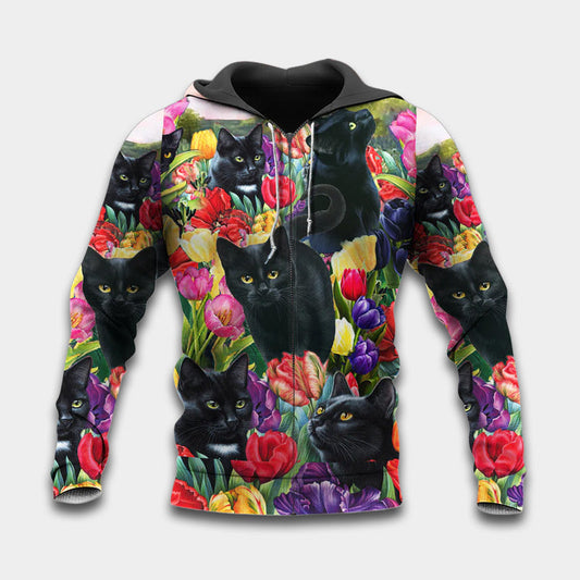 Cat Loves Flowers Hoodie For Wildlife Inspired Outfits Outdoor Trips And Thoughtful Gifting