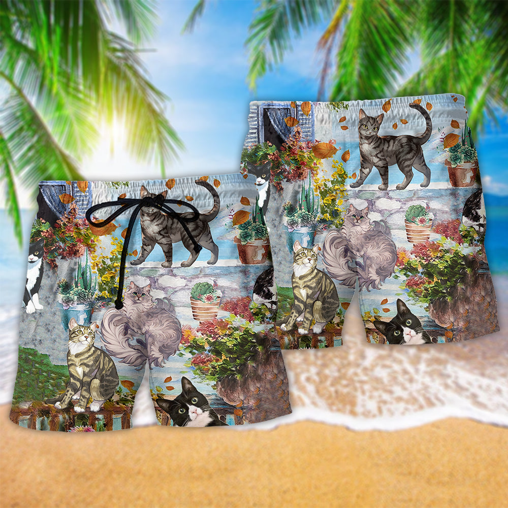 Cat Loves Home And Hot Summer Comfort Beach Shorts For Warm Weather Travel And Everyday Comfort