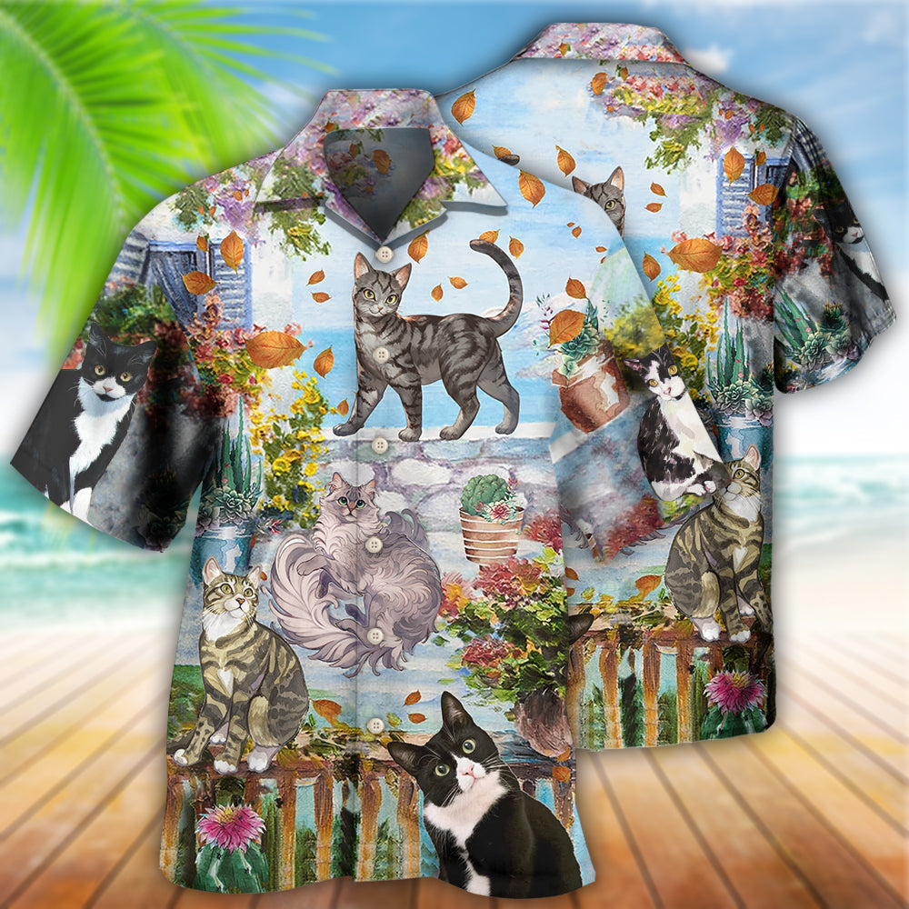 Cat Home Summer Hawaiian Shirt Pattern Detail For Vacation Travel And Daily Wear